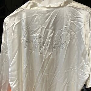 Luxurious White Satin woman’s bridal house coat fdc